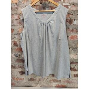 Woman Within Womens Plus Size Tank Top 2X 26/28 Gray V-Neck Casual
